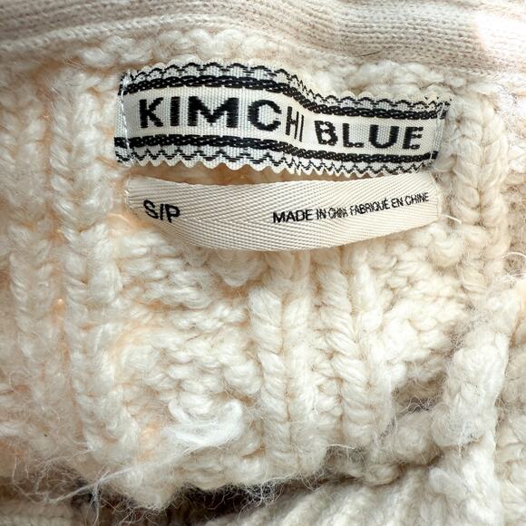 UO Kimchi Blue “Happiness” Chunky Knit Cardigan Sweater Y2K Cream Multi Size S - Picture 12 of 15